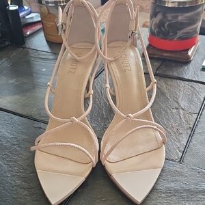 SCHUTZ Blush Nude Strappy Pointed-Toe Heels